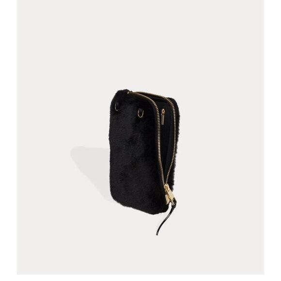 Bandolier nora  expanded pouch nwt black fur  crossbody bag - Picture 1 of 7